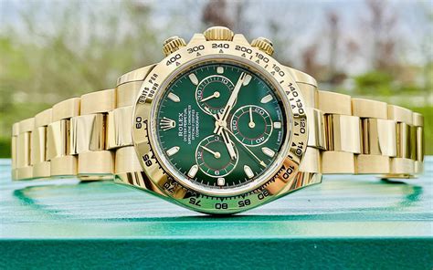 rolex daytona gold green face roman numberal dial|daytona Rolex gold price.